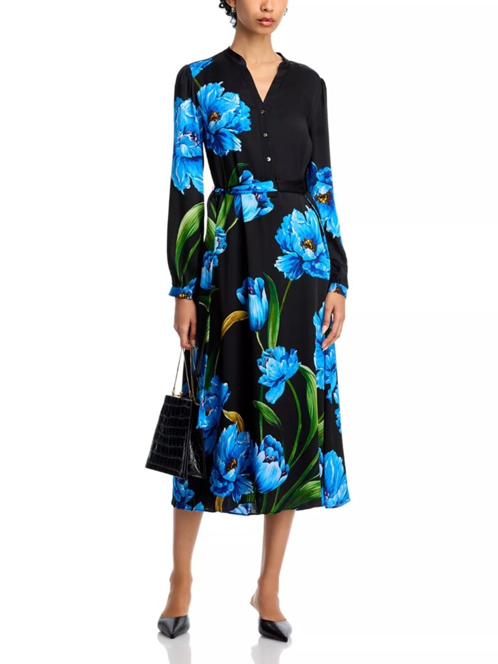 Elie Tahari The Mila Floral  Silk Blend Midi Dress